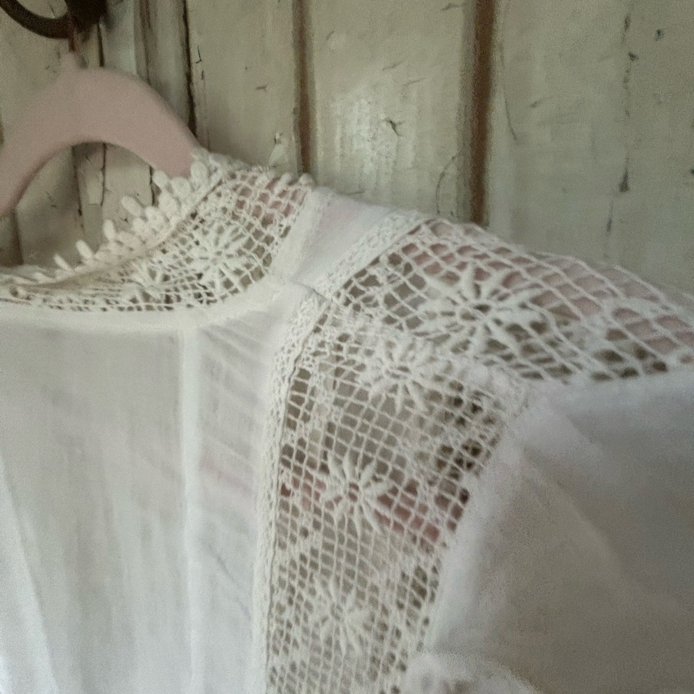 Free People White Lace boho  Dress size large belted waist - Picture 6 of 11